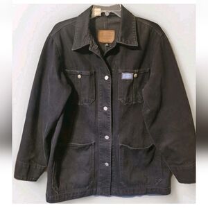 Ralph Lauren Denim Jeans Co Barn Chore Jacket Medium Denim Black Coat VTG Y2K